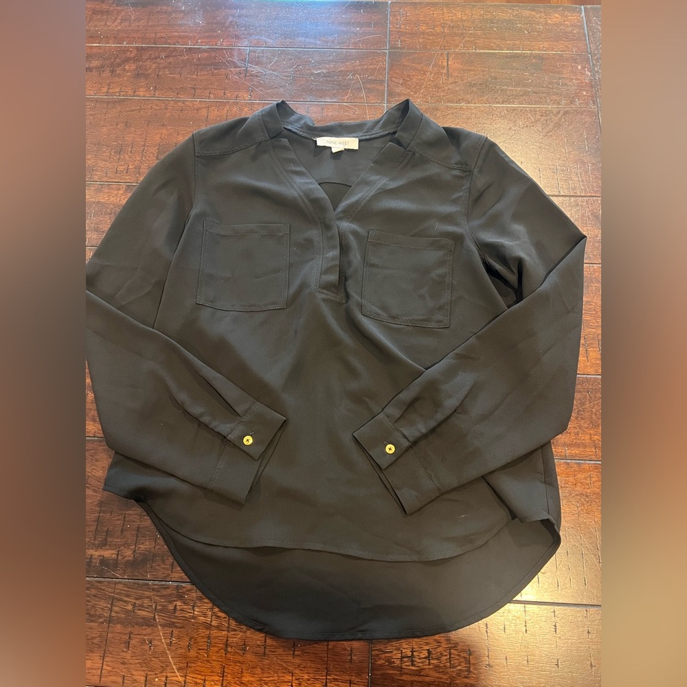 Nine West Black V-Neck Top